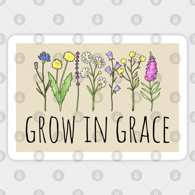 Blooming Wildflowers - Grow in Grace Magnet by Whimsical Frank